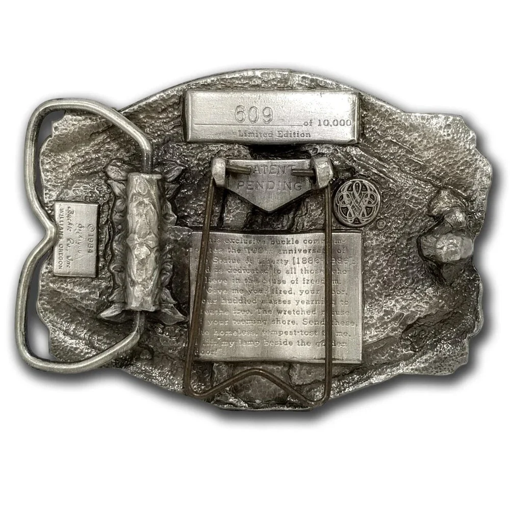 1984 Statue of Liberty Belt Buckle –100 Year Anniversary USA with Built-In Stand